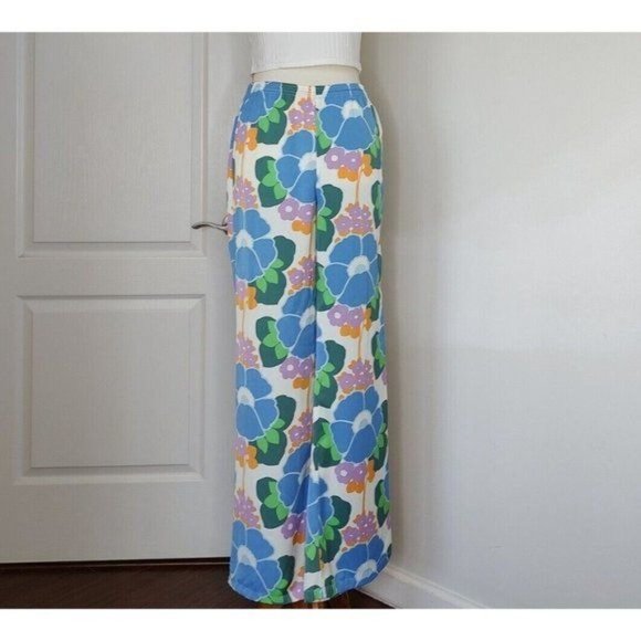 ZARA Floral Straight Leg Pants Groove Retro Bohemiam Hippie - Picture 5 of 11